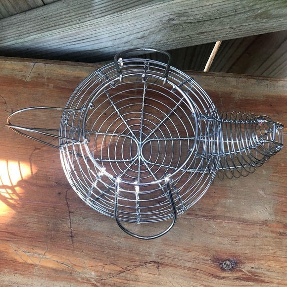 Vintage Silver Wire Teakettle Egg Basket Farmhouse Kitchen Decor - Picture 4 of 5